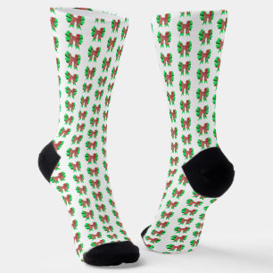 Labradoodle Weihnachtshund-Schleife Silhouette Wei Socken