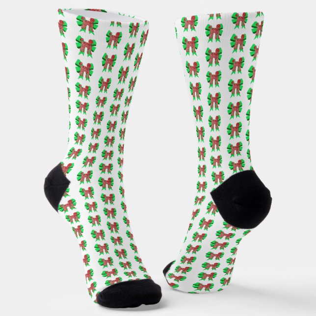 Labradoodle Weihnachtshund-Schleife Silhouette Wei Socken (Gewinkelt)