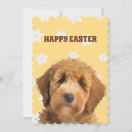 Labradoodle Yellow Happy Oaster Floral Dog Holida Feiertagskarte