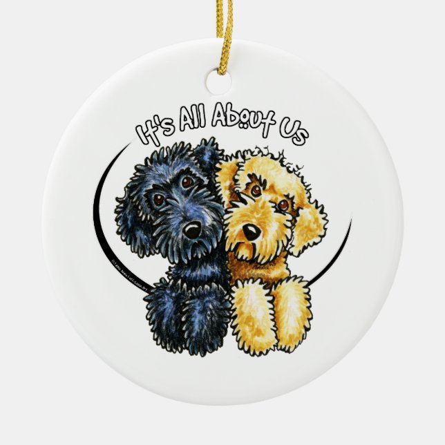Labradoodles Black Yellow IAAU Keramikornament (Vorne)
