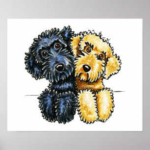 Labradoodles Schwarz Gelb verschraubt Poster