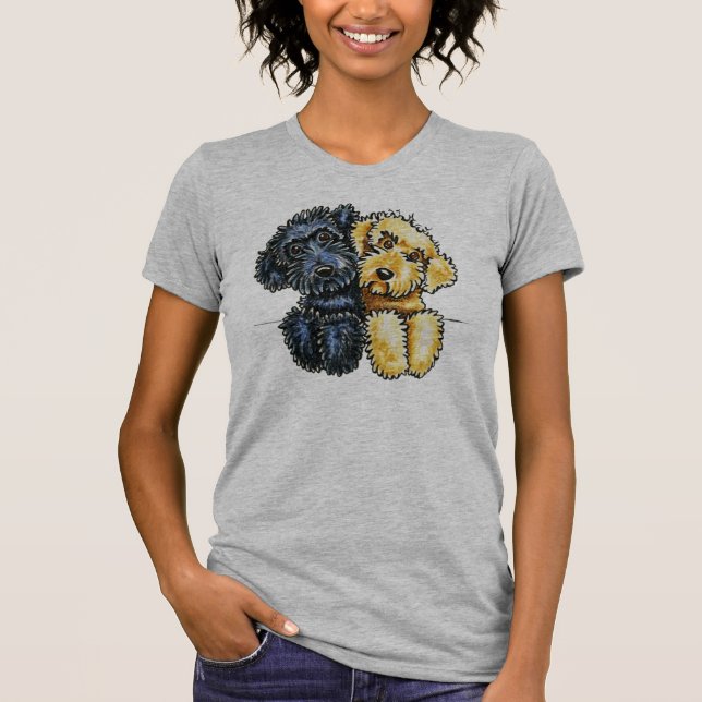 Labradoodles Schwarz Gelb verschraubt T-Shirt (Vorderseite)
