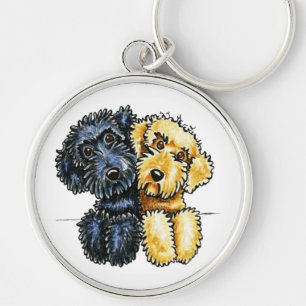 Labradoodles schwarzes Gelb ausgerichtet Schlüsselanhänger