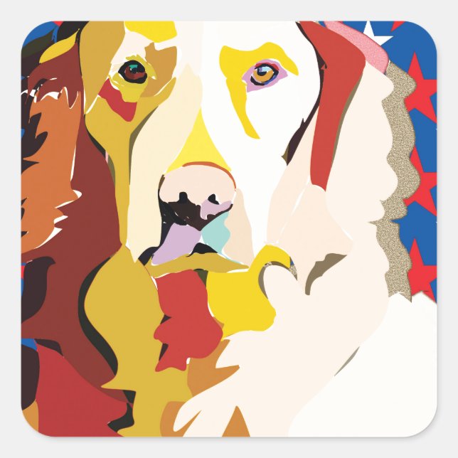 labrador3 quadratischer aufkleber (Vorderseite)