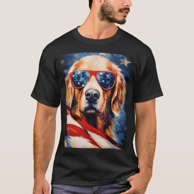 Labrador 4. Juli amerikanische Flagge T-Shirt (Vorderseite)