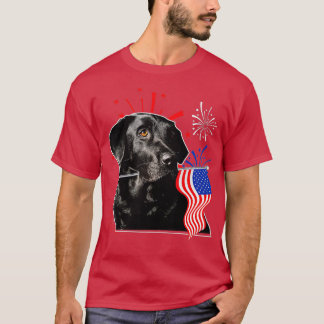 Labrador 4. Juli Black Lab Patriotic American Fla T-Shirt