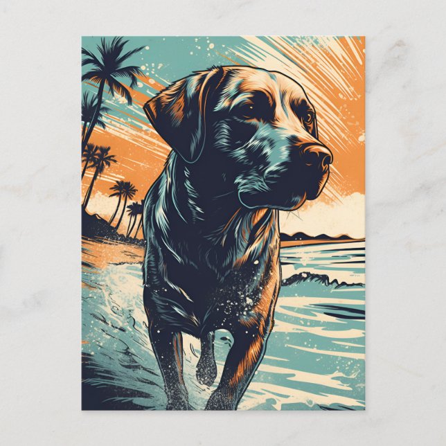 Labrador am Strand Postkarte (Vorderseite)
