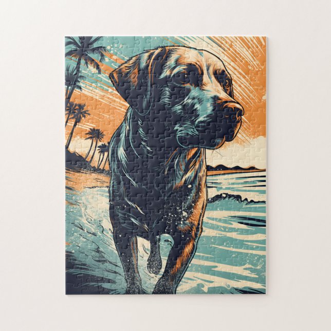Labrador am Strand Puzzle (Vertikal)