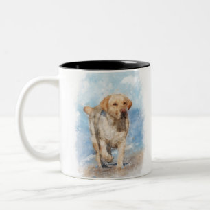 Labrador am Strand Zweifarbige Tasse
