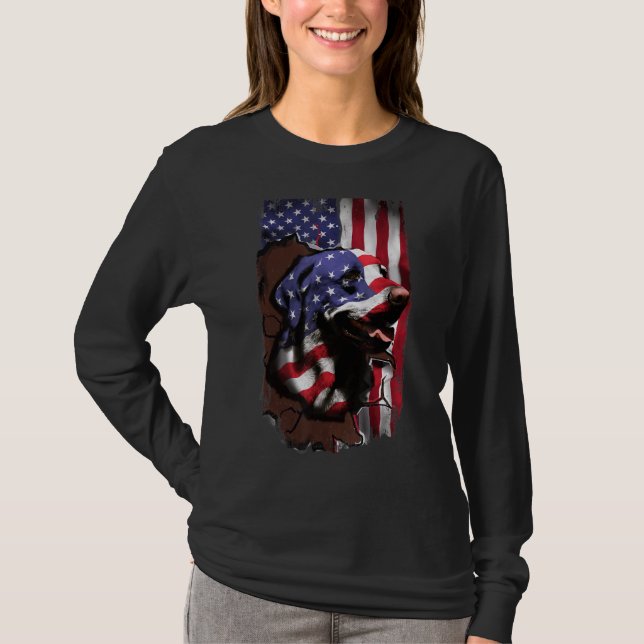 Labrador American Flag Hund 4. Juli T-Shirt (Vorderseite)