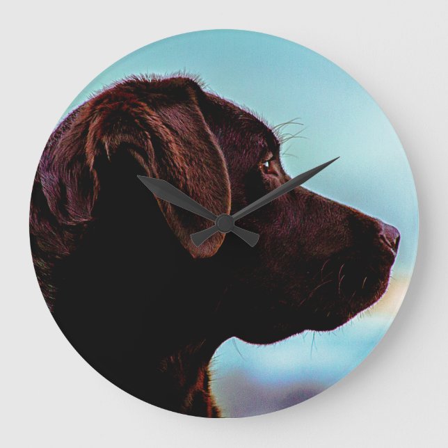 Labrador an der Dämmerung Große Wanduhr (Vorderseite)
