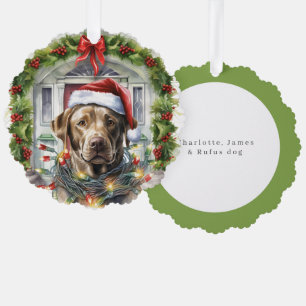 Labrador an der Weihnachtsmannmütze Weihnachten Ornament Karte