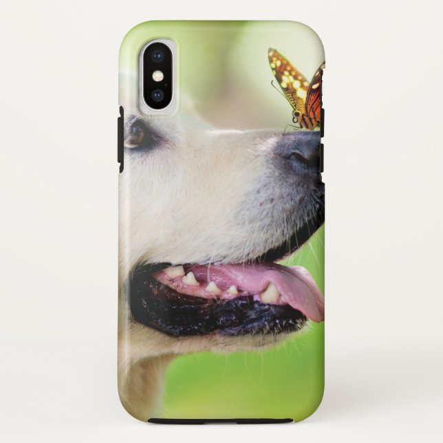 Labrador And Butterfly Throw Pillow Case-Mate iPhone Hülle (Rückseite)