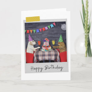 Labrador and Cat Funny Birthday Card Karte