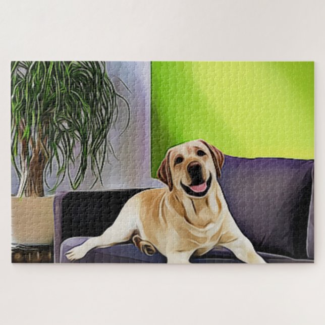 Labrador auf dem Sofa Puzzle (Horizontal)