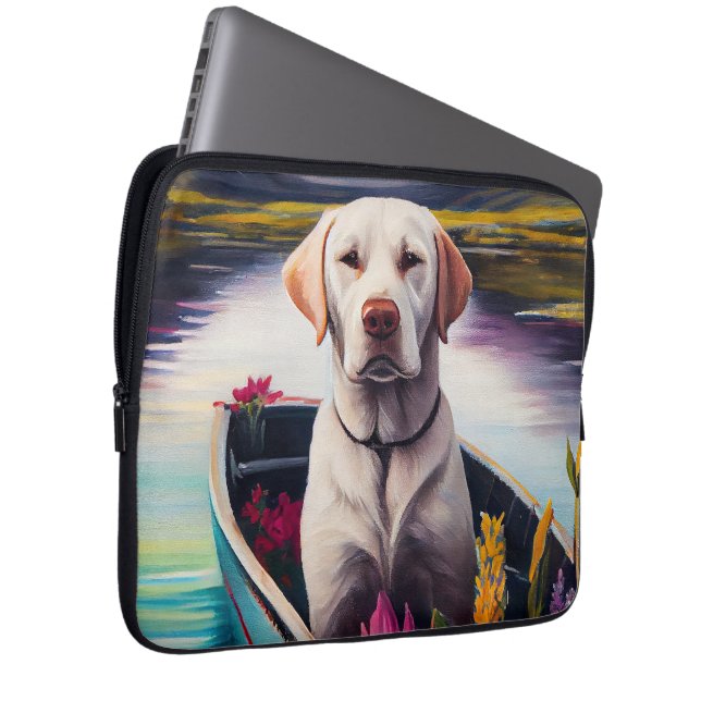 Labrador auf einem Paddle: Ein Landschaftliches Ab Laptopschutzhülle (Vorne Rechts)
