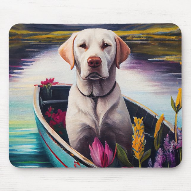 Labrador auf einem Paddle: Ein Landschaftliches Ab Mousepad (Vorne)