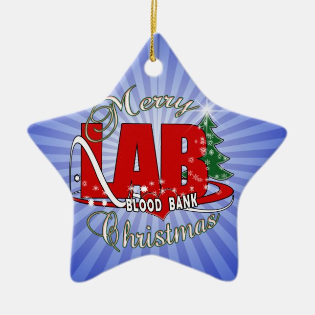 LABRADOR BB BLOOD BANK MERRY CHRISTMAS LABOR KERAMIKORNAMENT (Vorne)
