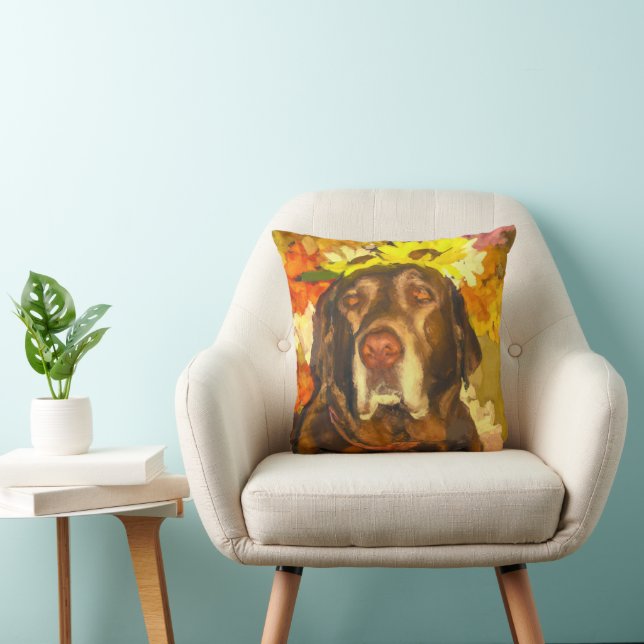 Labrador bei Blume Kissen (Stuhl )