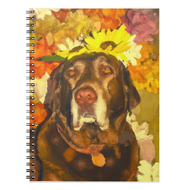 Labrador bei Blume Notizblock (Vorderseite)