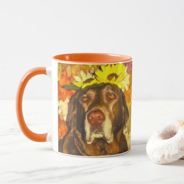 Labrador bei Blume Tasse (Mit Donut)