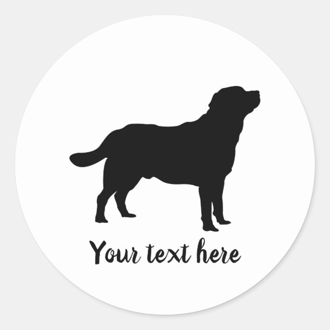 Labrador Black Stehend Labrador Silhouette & Text Runder Aufkleber (Vorderseite)