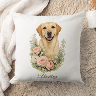 Labrador-Blumenporträt Kissen
