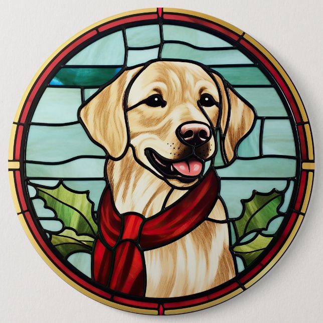 Labrador Buntglas Weihnachten Button (Vorderseite)