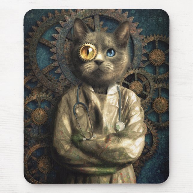 Labrador Cat Steampunk Mousepad (Vorne)