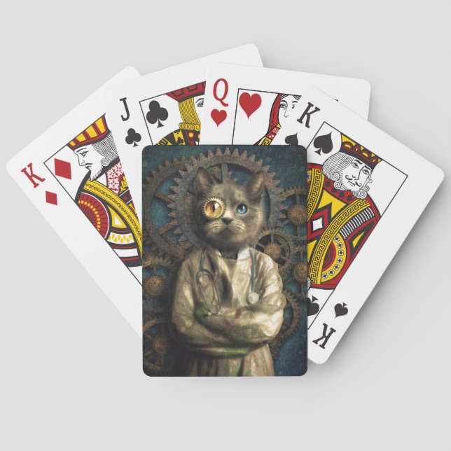 Labrador Cat Steampunk Spielkarten (Rückseite)