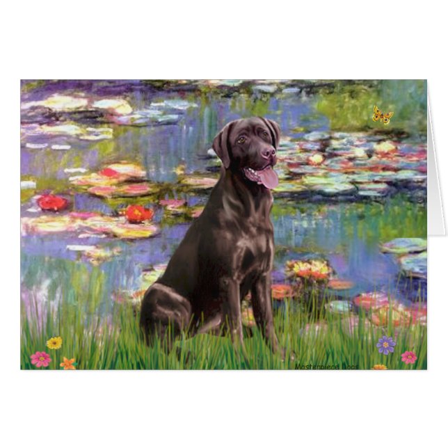 Labrador (Chkolat) - Lilien 2 (Vorderseite (Horizontal))