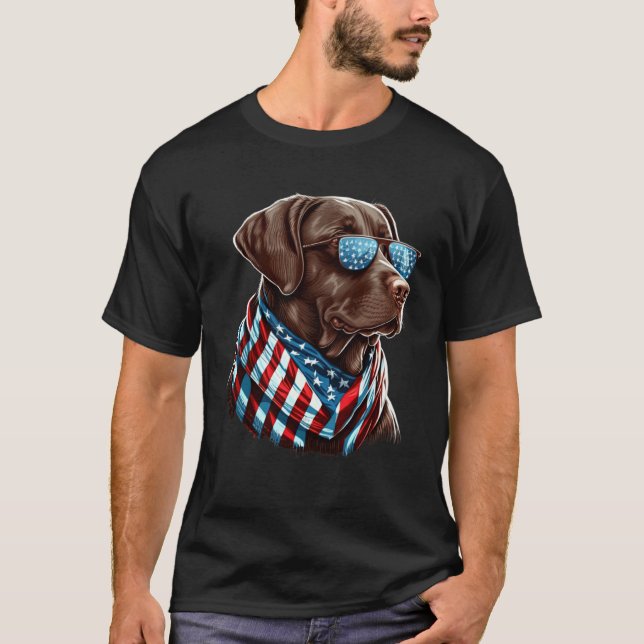 Labrador Chocolate Patriotic USA Proud T-Shirt (Vorderseite)