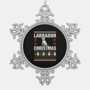 Labrador Christmas Ugly Sweater Schneeflocken Zinn-Ornament