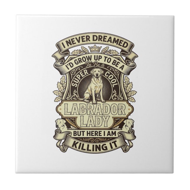 Labrador-Dame-Hund-Kronenschild_1 Fliese (Vorderseite)