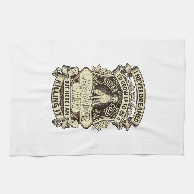 Labrador-Dame-Hund-Kronenschild_1 Geschirrtuch (Horizontal)