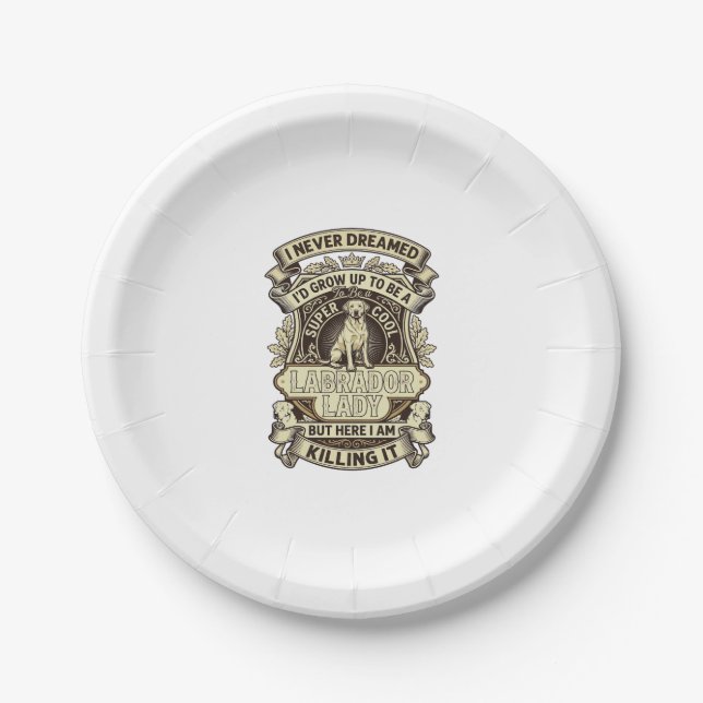 Labrador-Dame-Hund-Kronenschild_1 Pappteller (Vorderseite)