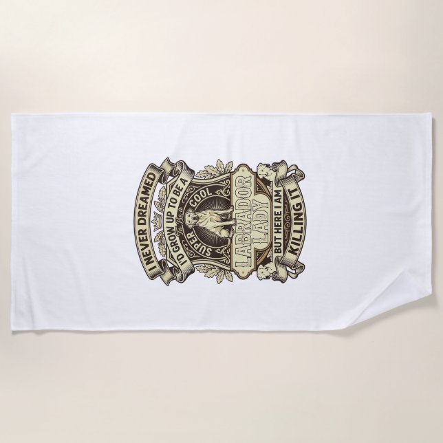 Labrador-Dame-Hund-Kronenschild_1 Strandtuch (Vorderseite)