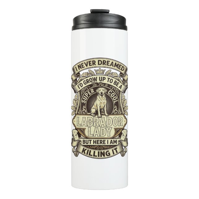 Labrador-Dame-Hund-Kronenschild_1 Thermosbecher (Vorderseite)