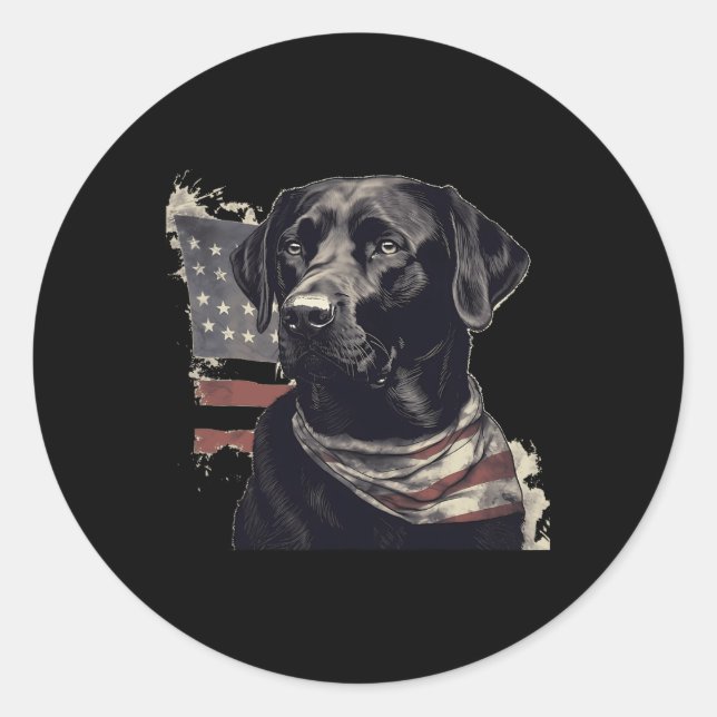 Labrador der amerikanischen Flagge Eigentümer des  Runder Aufkleber (Vorderseite)