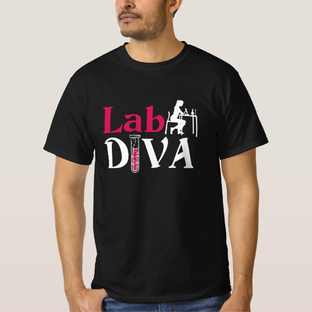 Labrador Diva Labrador Tech Chemist Laboratoriker T-Shirt (Vorderseite)