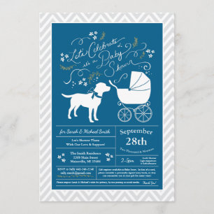 Labrador Dog Baby Shower Blue Boy Labrador Einladung