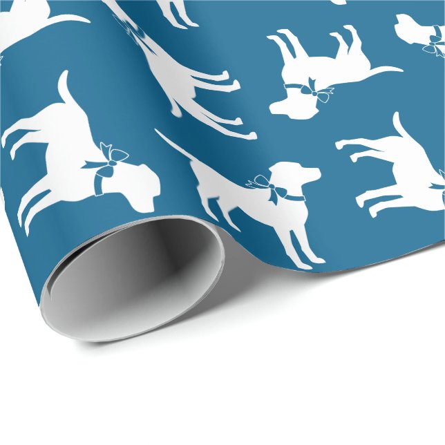 Labrador Dog Baby Shower Blue Boy Labrador Geschenkpapier (Rolleneckpunkt)