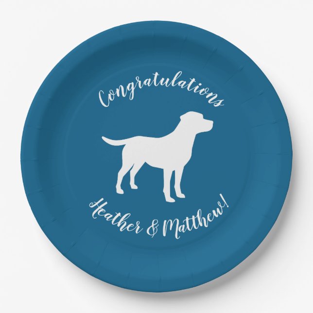 Labrador Dog Baby Shower Blue Boy Labrador Pappteller (Vorderseite)