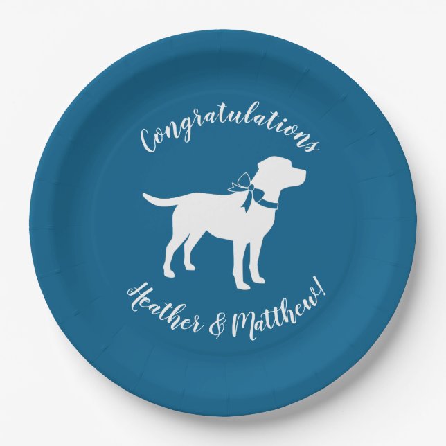 Labrador Dog Baby Shower Blue Boy Labrador Pappteller (Vorderseite)