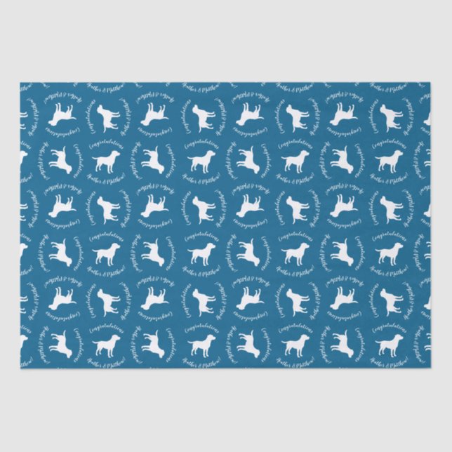 Labrador Dog Baby Shower Blue Boy Labrador Seidenpapier (Vorderseite)