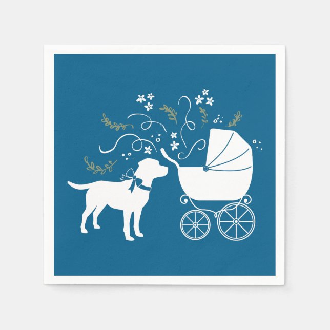 Labrador Dog Baby Shower Blue Boy Labrador Serviette (Vorderseite)