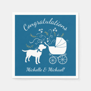 Labrador Dog Baby Shower Blue Boy Labrador Serviette