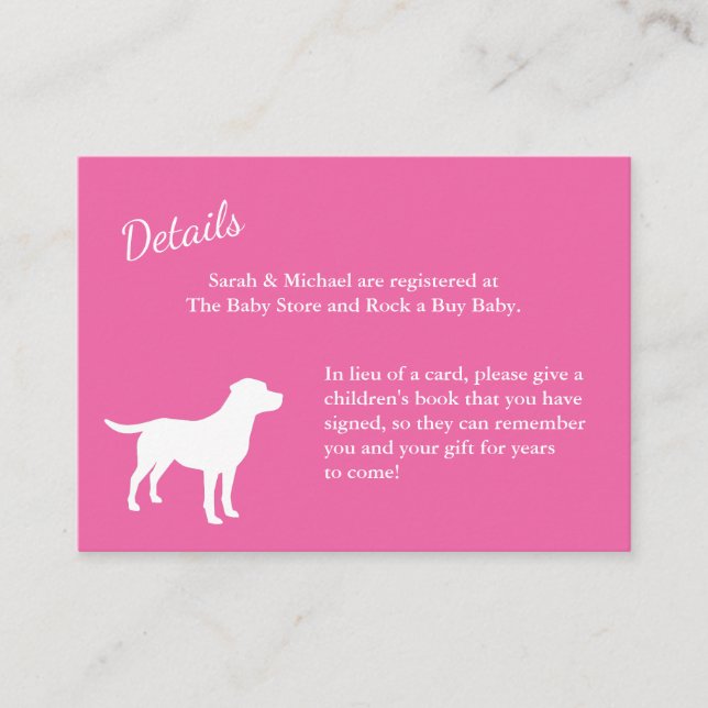 Labrador Dog Baby Shower Girl Labrador Pink Begleitkarte (Vorderseite)