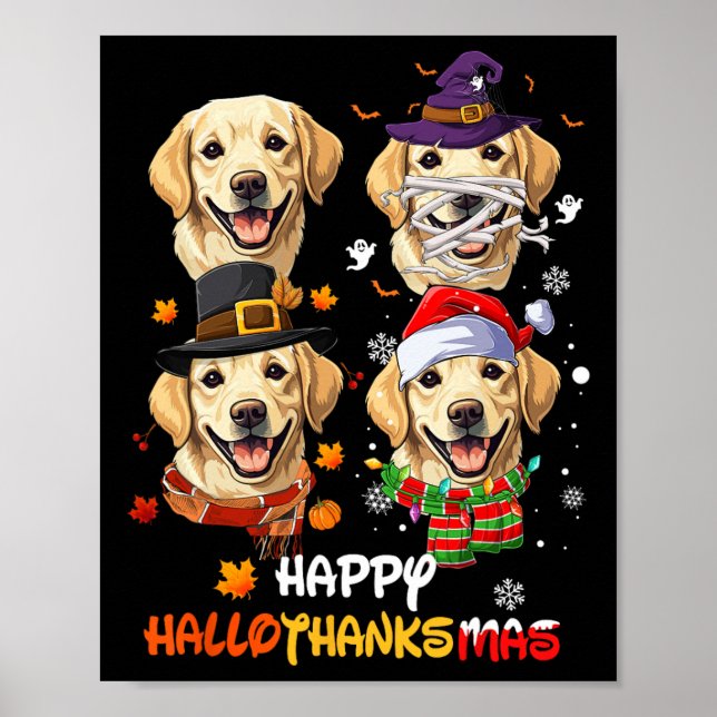 Labrador Dog Hallothanksmas Halloween-Erntedank Poster (Vorne)