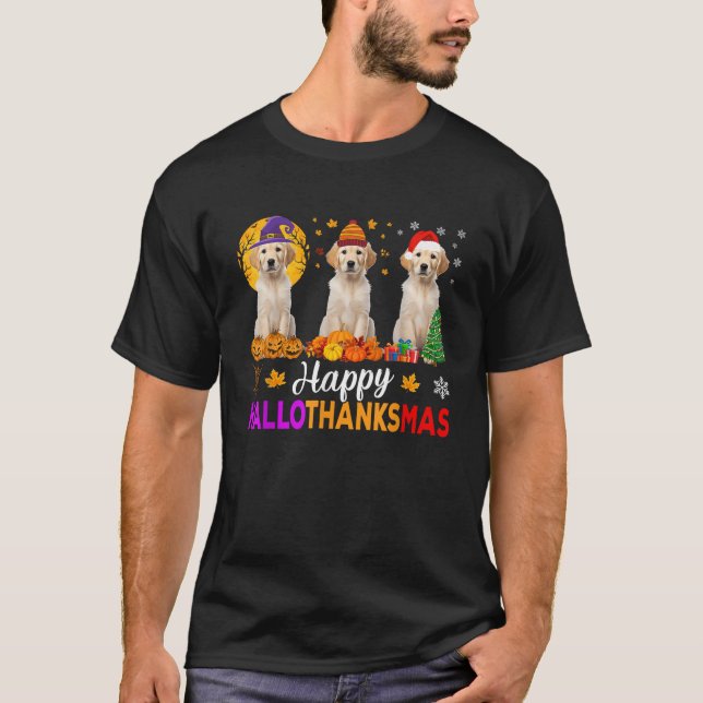 Labrador Dog Halloween Christmas Hallothanksmas  T-Shirt (Vorderseite)